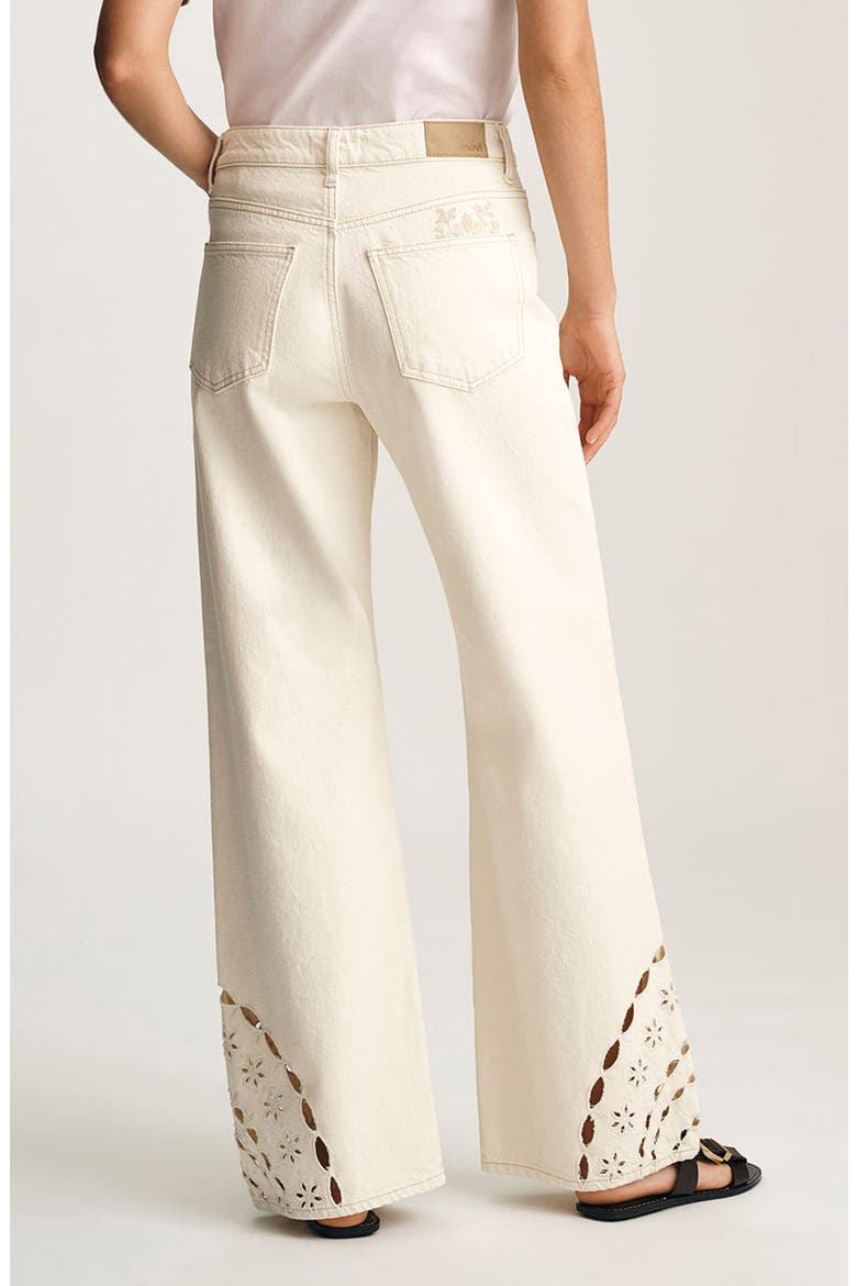 Malibu Eyelet Embroidererd Wide Leg Jeans, Alternate, color, CREAM DENIM