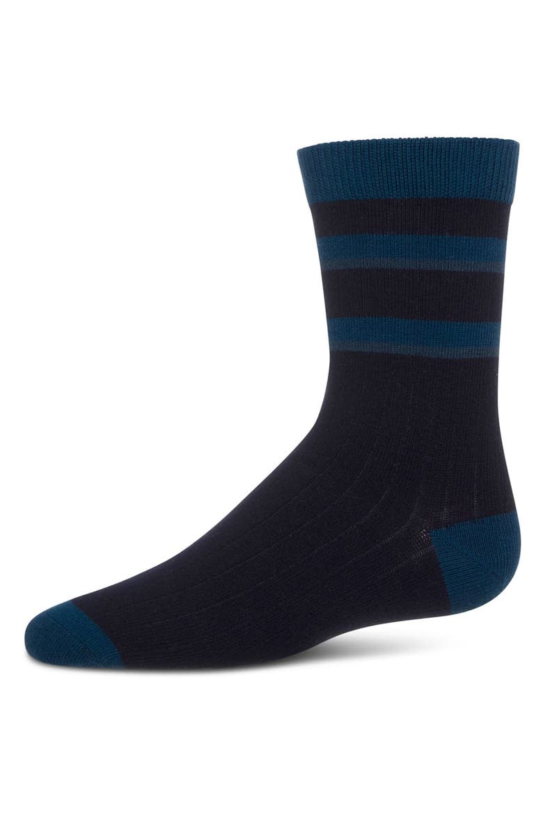 Tonal Stripe Rich Crew Sock, Main, color, Navy