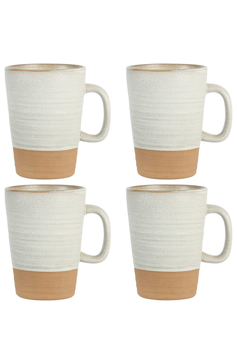 Gibson Elite Dreamweaver 4 Piece 17 Ounce Round Earthenware Mug Set, Main, color, Beige