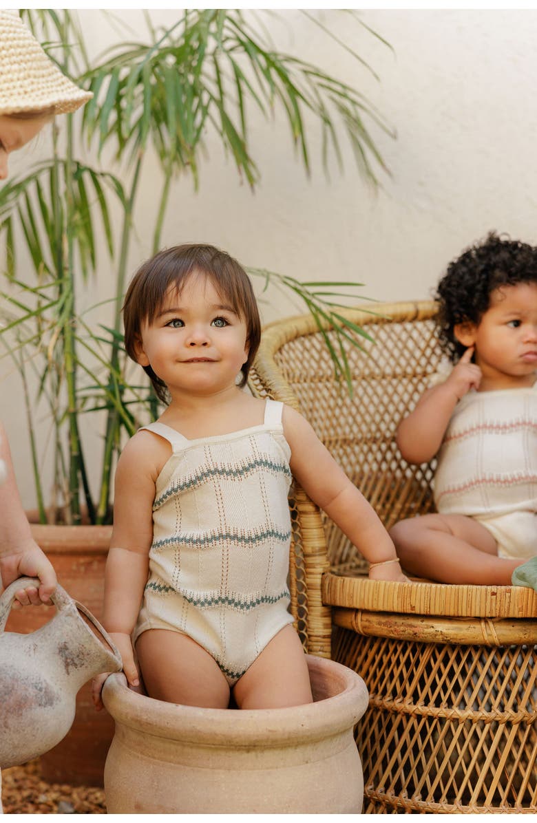 Ely's & Co. Looms Holland Collection - Boys Wave Knit Romper, Alternate, color, Ivory/Sage