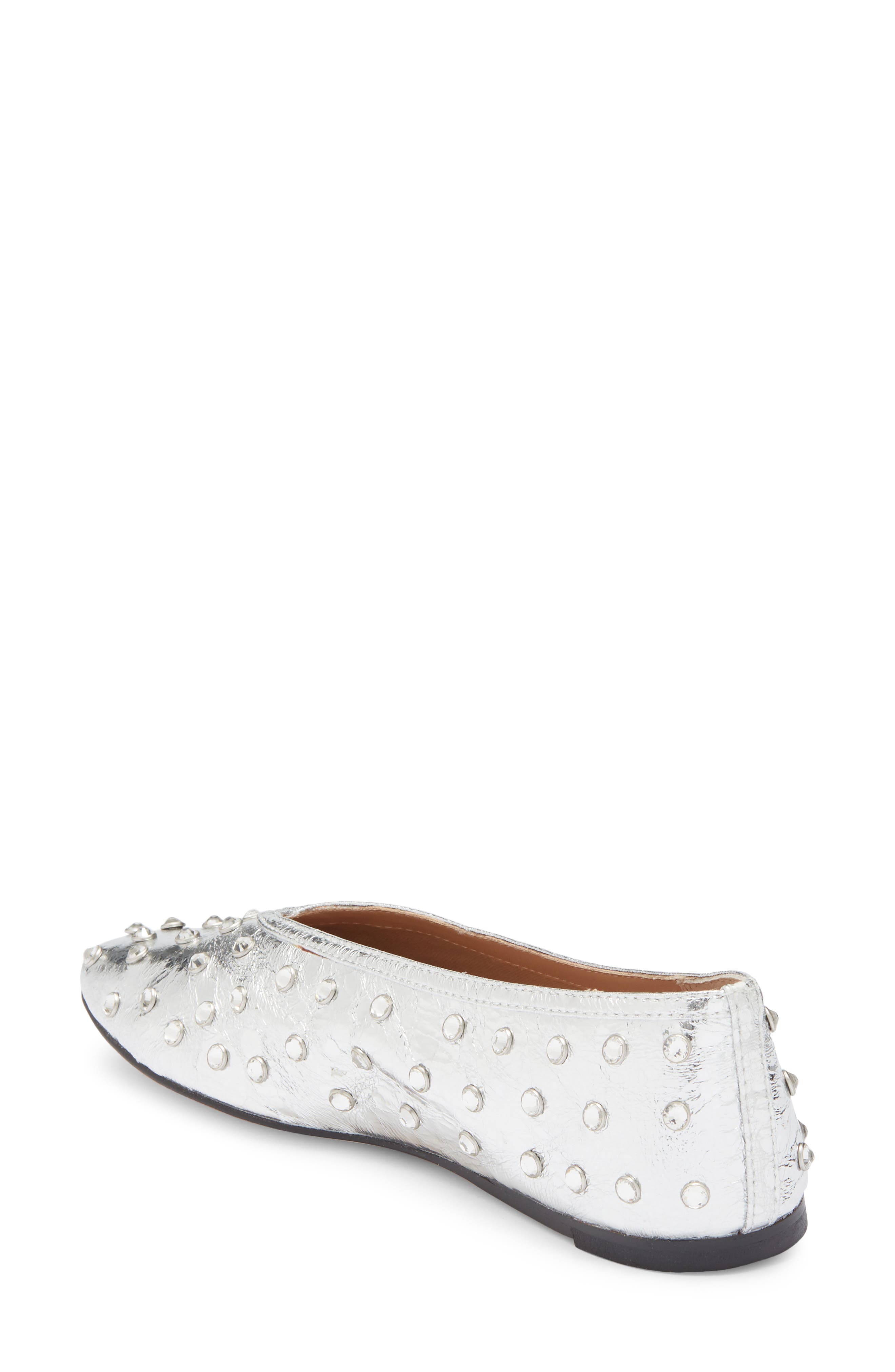 Steve Madden Leni Rhinestone Embellished Flat, Alternate, color, Silver