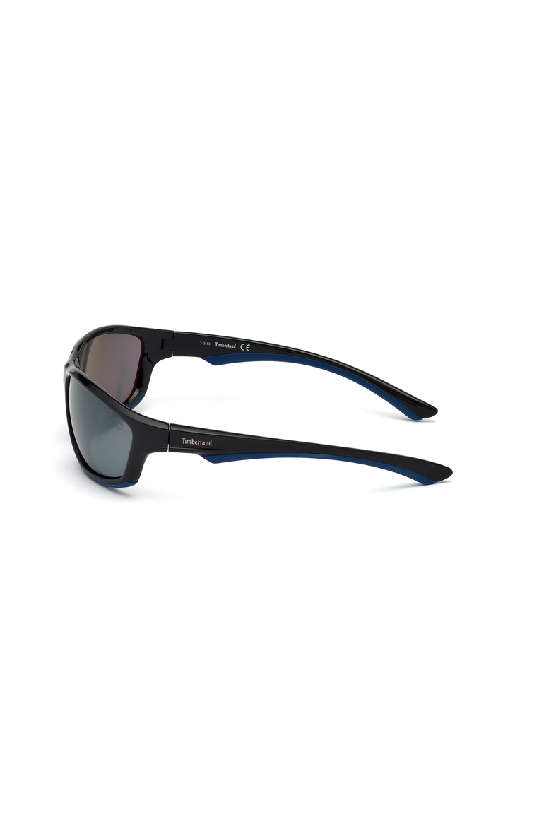 Rounded Wraparound Polarized Sunglasses, Alternate, color, Shiny Black / Smoke