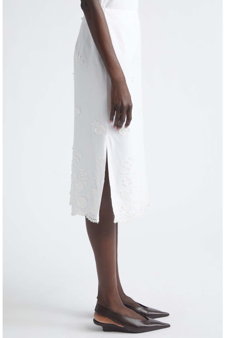 Malik Floral Appliqué Midi Skirt, Alternate, color, OPTIC WHITE