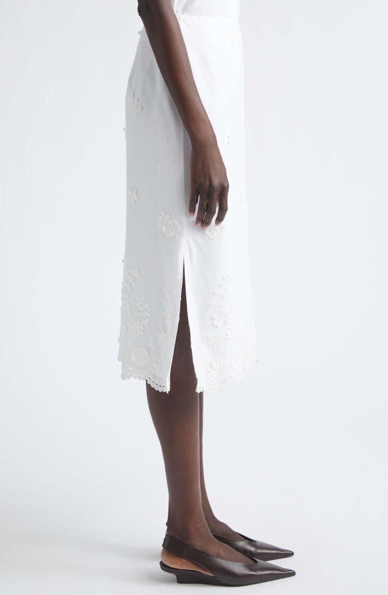 Altuzarra Malik Floral Appliqué Midi Skirt, Alternate, color, Optic White