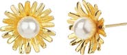 Bearfruit Jewelry Sterling Silver 18k Gold Plated Flora Pearl Stud Earrings Statement