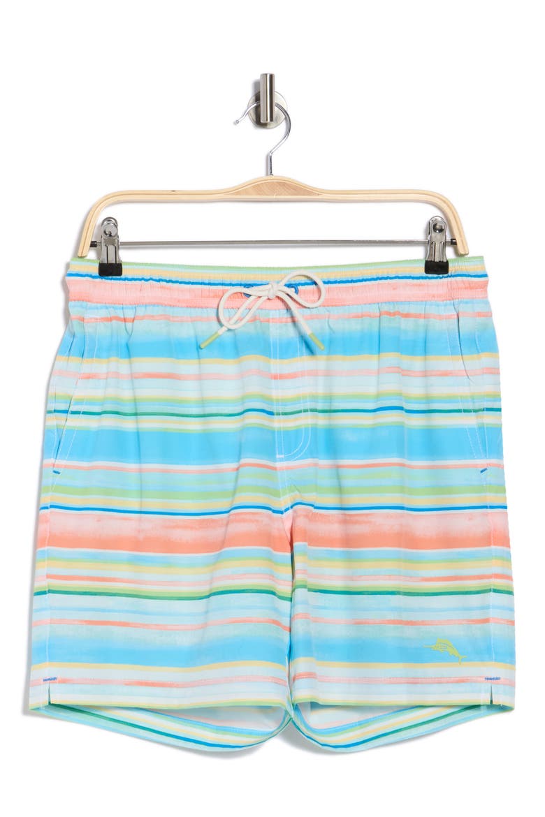 Naples Sand & Stripes Swim Trunks, Alternate, color, TURQUOISE HAZE