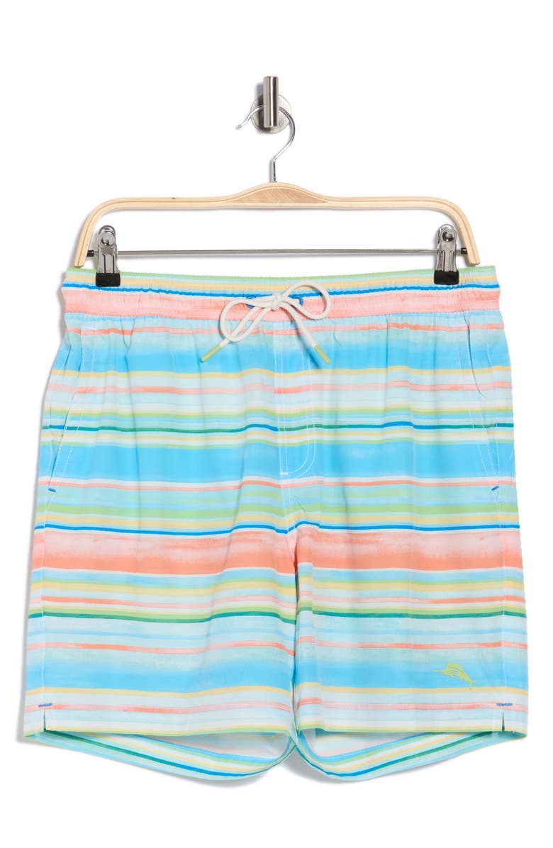 Tommy Bahama Naples Sand & Stripes Swim Trunks, Alternate, color, Turquoise Haze