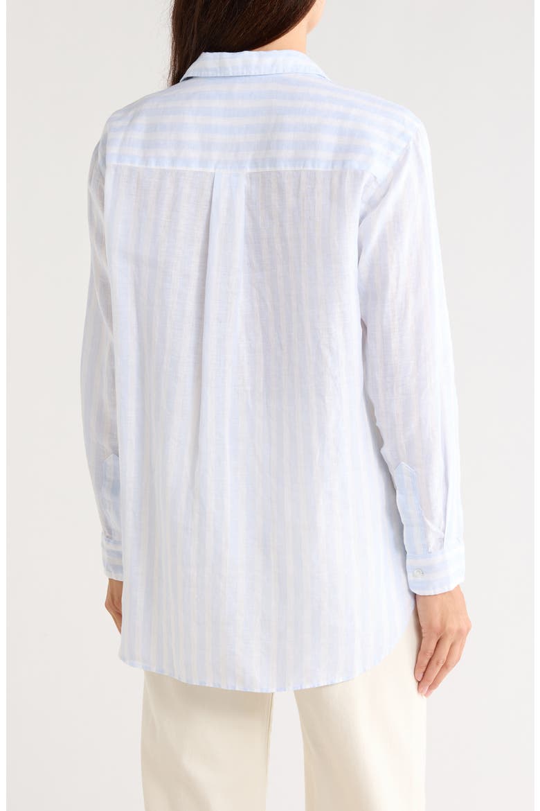 Boyfriend Button-Up Shirt, Alternate, color, LIGHT BLUE WIDE STRIPE