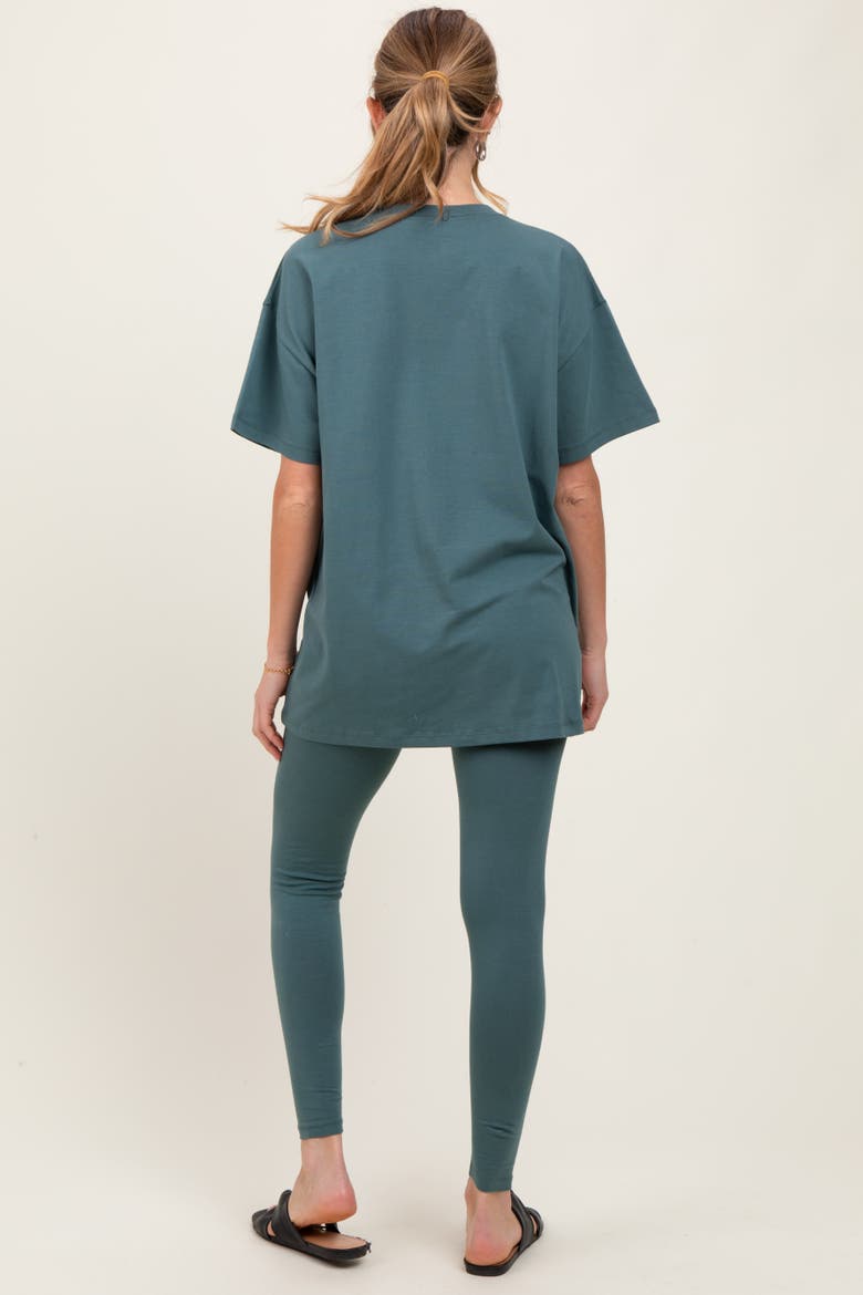 Oversized Crewneck Short Sleeve and Legging Set, Alternate, color, Light Olive