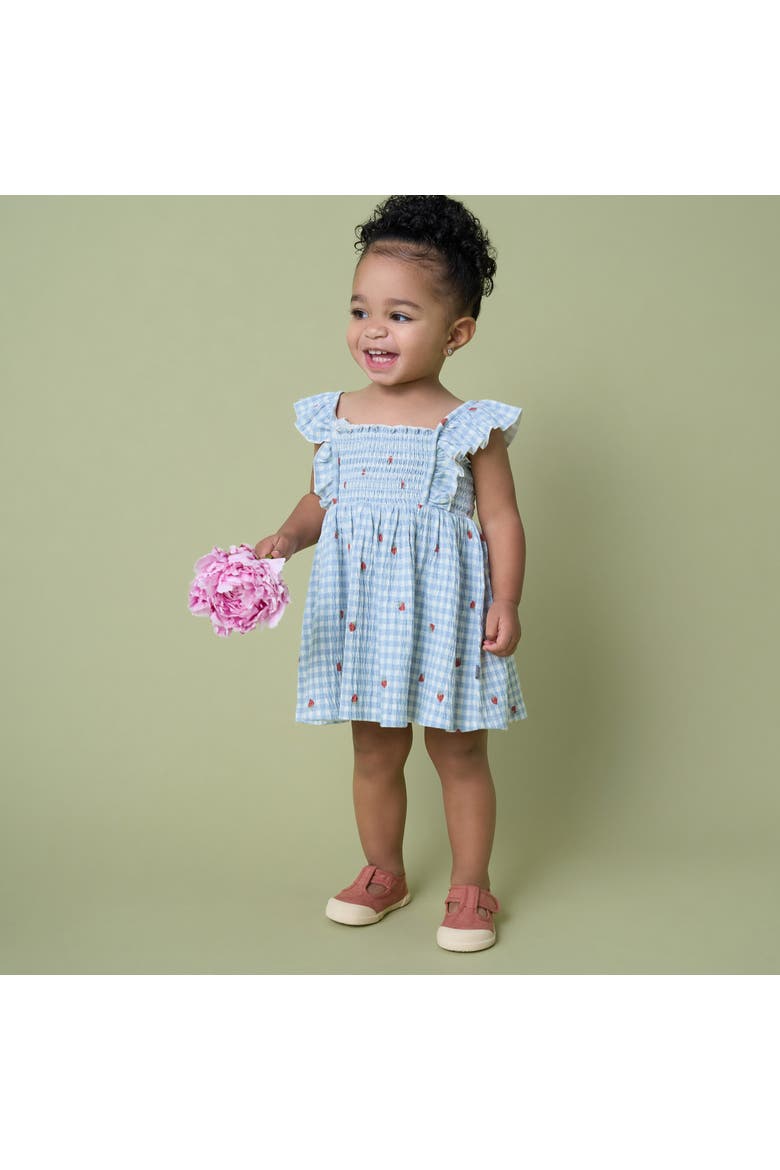 Ruffle Sleeve Dress and Diaper Cover Set, Alternate, color, Strawberry Gingham