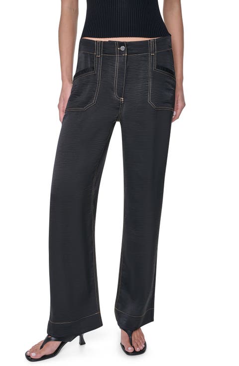 Contrast Stitch Straight Leg Pants