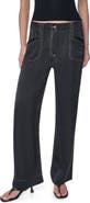 DKNY Contrast Stitch Straight Leg Pants