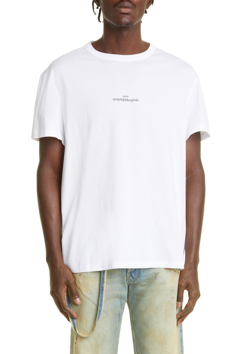 Upside Down Cotton Logo T-Shirt, Main, color, WHITE X BLACK