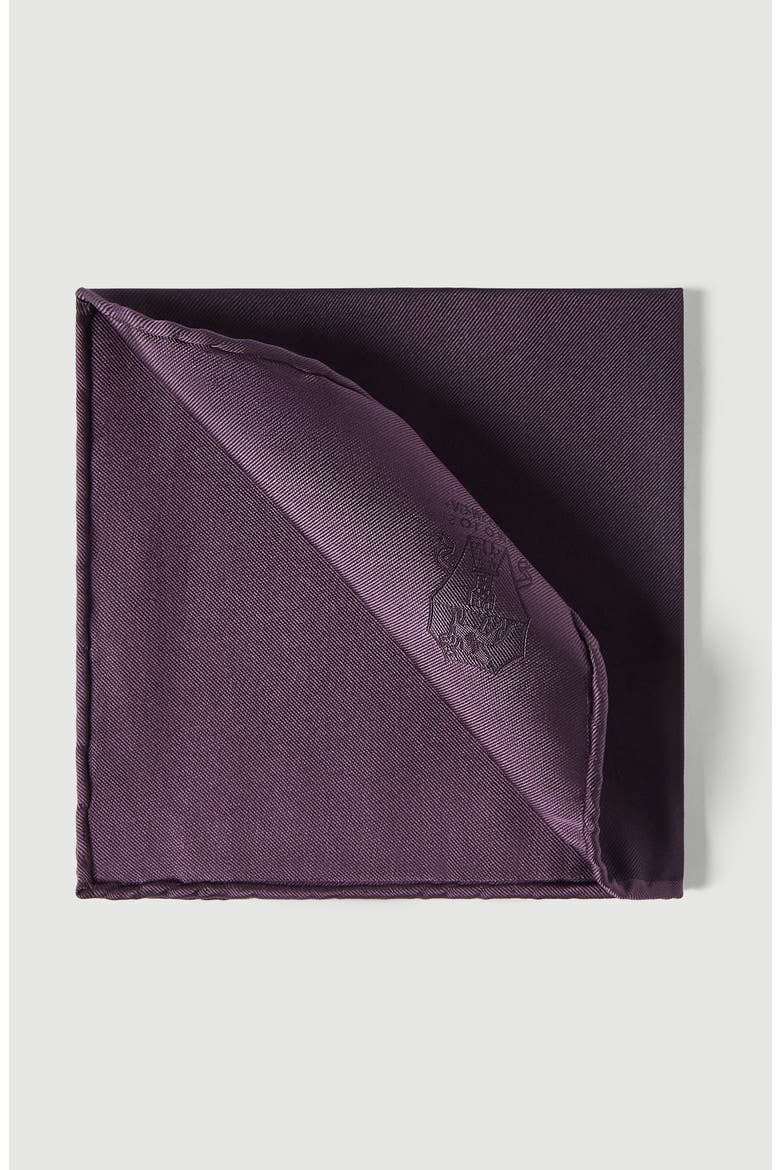 Silk pocket square with printed logo, Main, color, Purple