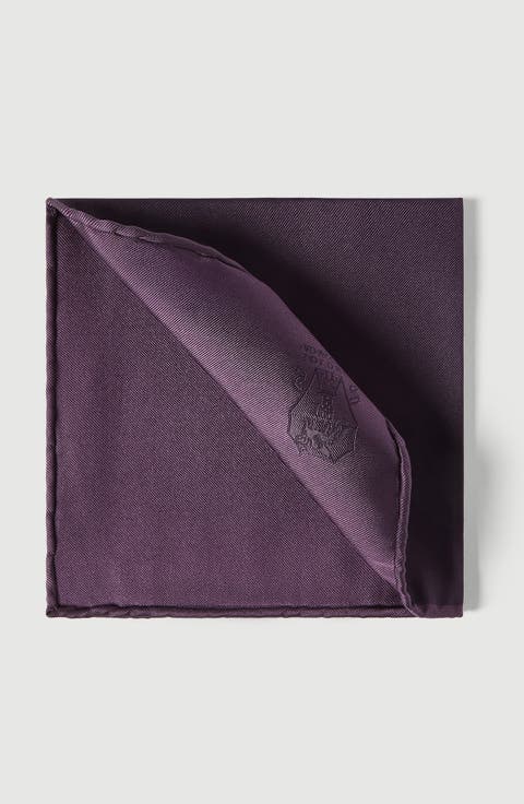Silk pocket square with printed logo