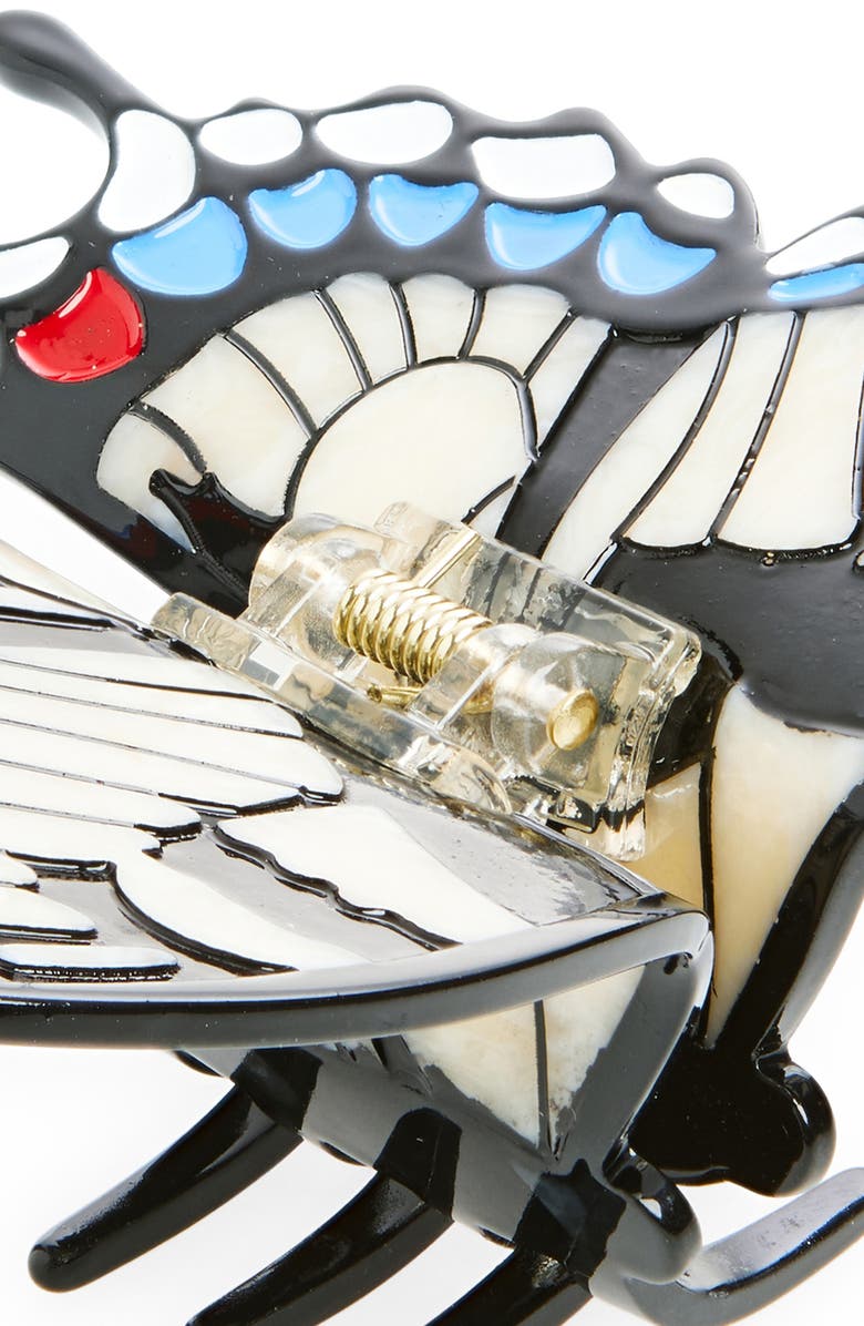 Solar Eclipse Hand Painted Swallowtail Butterfly Hair Clip, Alternate, color, White