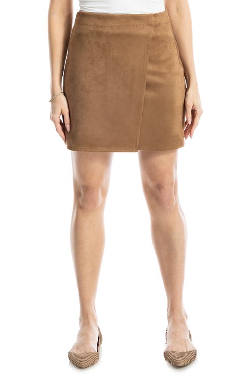 Faux Suede Wrap Miniskirt