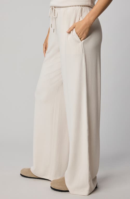 Splendid Waffle Knit Wide Leg Pants In White
