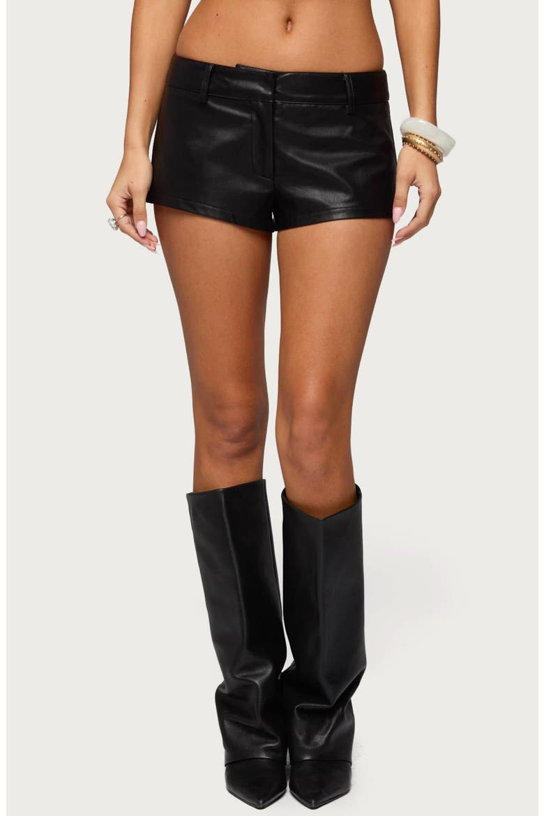 Melaney Faux Leather Micro Shorts, Main, color, BLACK
