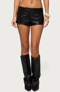 EDIKTED Melaney Faux Leather Micro Shorts