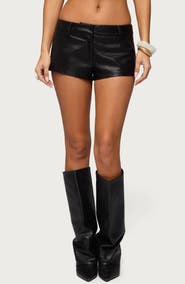 EDIKTED Melaney Faux Leather Micro Shorts