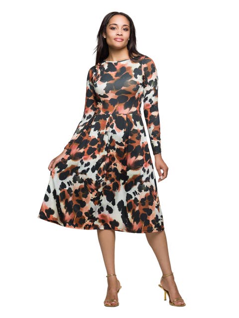 Long Sleeve Midi Dress in Animal Print