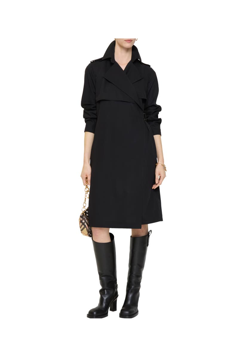 Burberry Wool Trench Dress, Alternate, color, Black