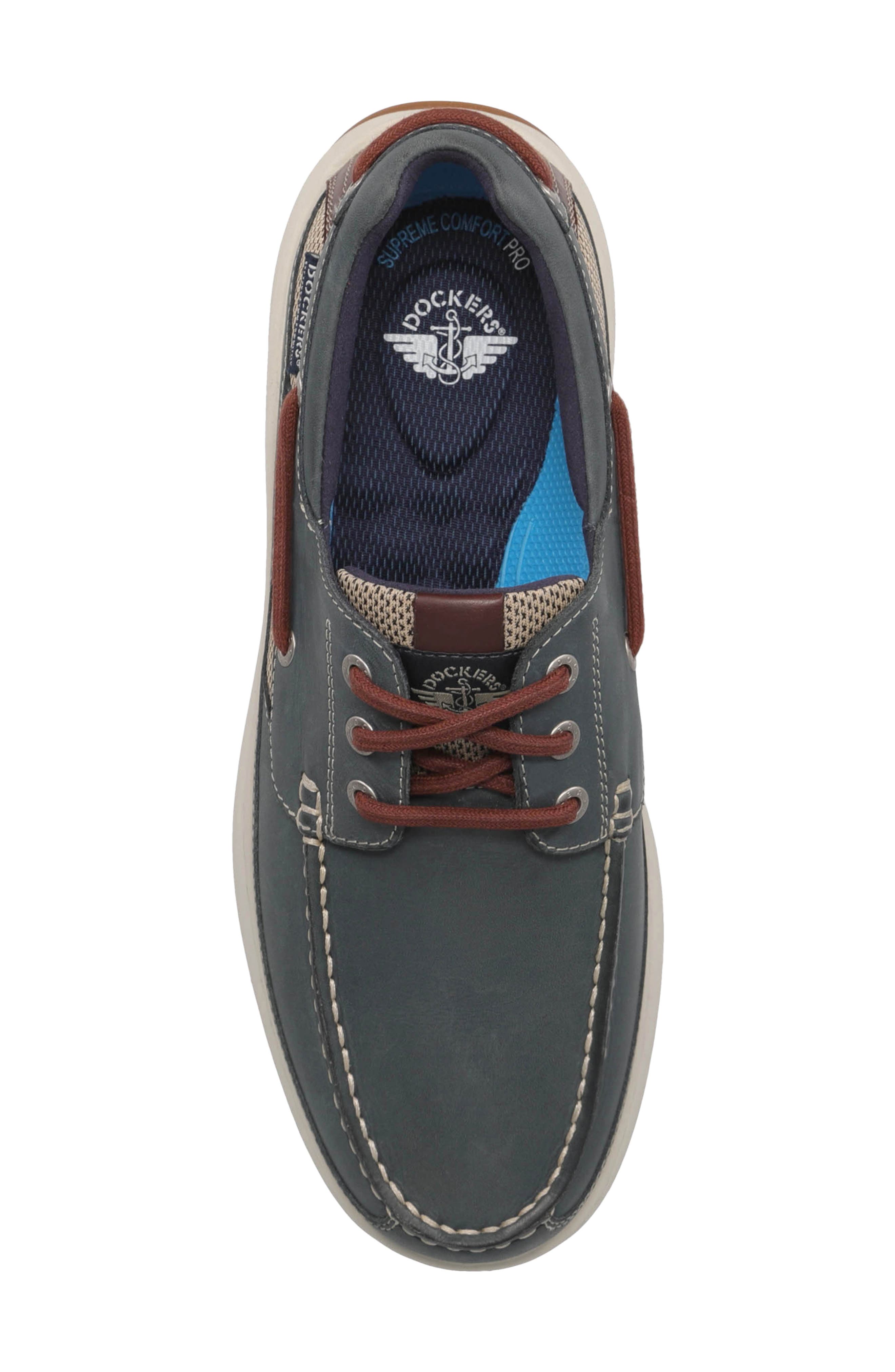 Bayside Leather Boat Shoe, Alternate, color, NAVY/ DARK TAN