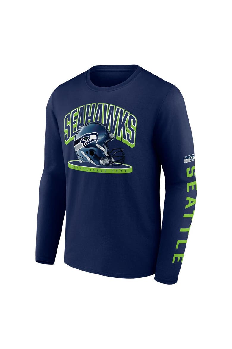 Men's Fanatics College Navy Seattle Seahawks Helmet Platform Long Sleeve T-Shirt, Alternate, color, Navy