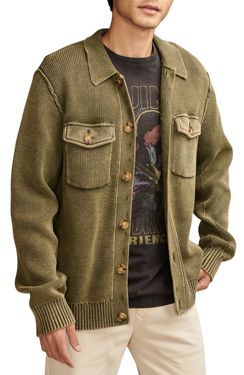 Lucky Brand Acid Wash Cotton Cardigan, Main, color, 