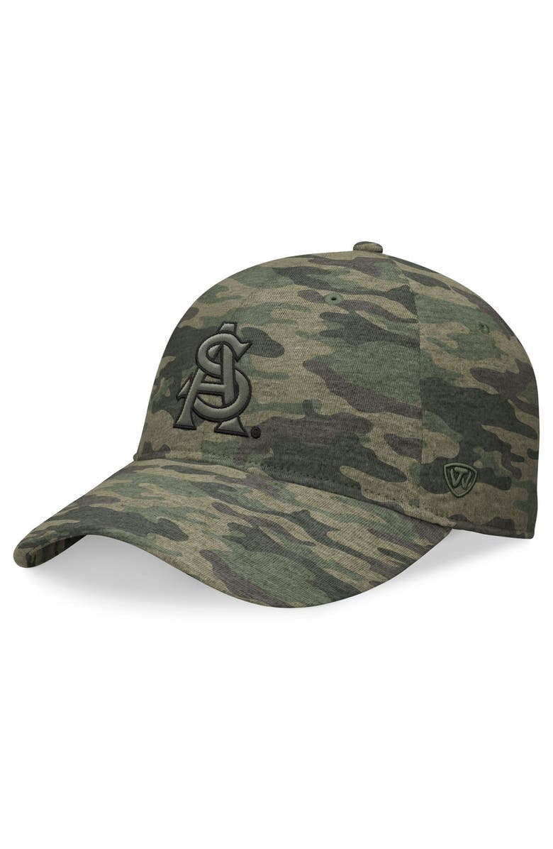 TOP OF THE WORLD Men's Top of the World Camo Arizona State Sun Devils OHT Military Appreciation Hound Adjustable Hat, Main, color, 