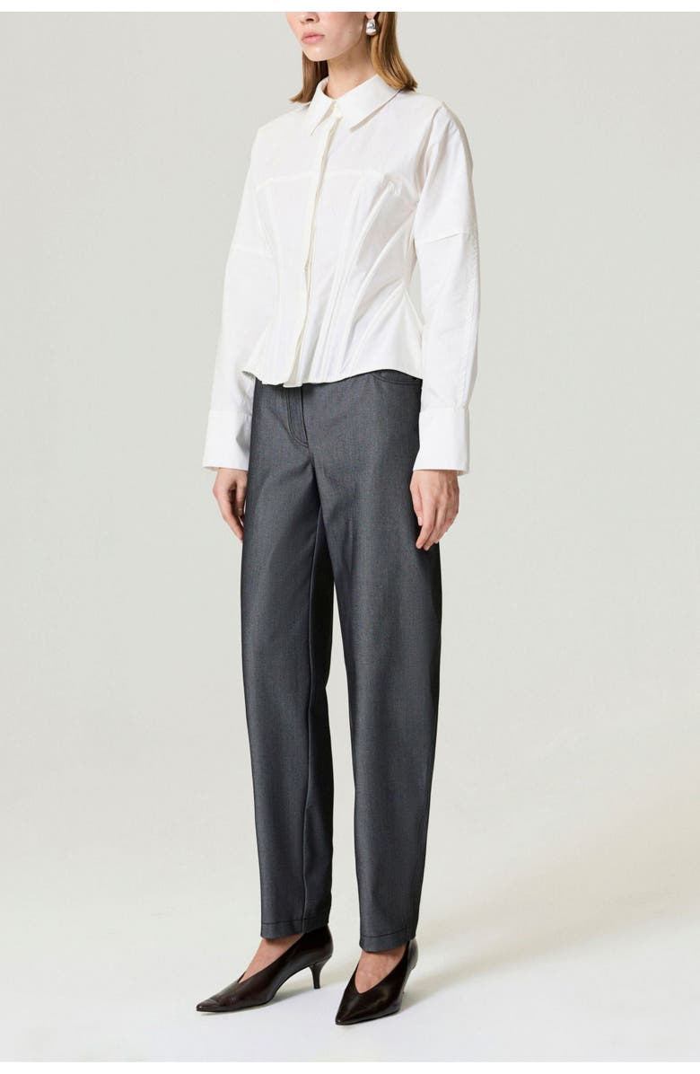 Nocturne Structured Corset-Inspired Shirt, Alternate, color, Ivory