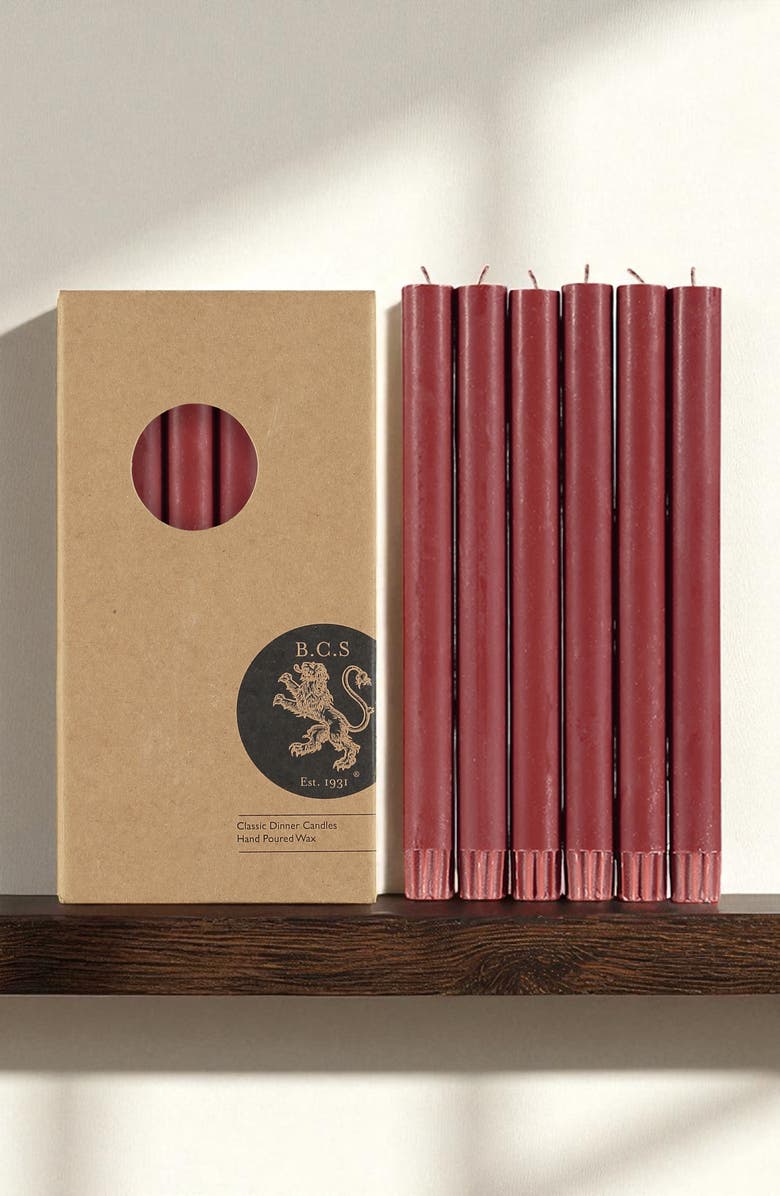 BRITISH COLOUR STANDARD Set of 6 Guardsman Red Dinner Candles, Alternate, color, Red