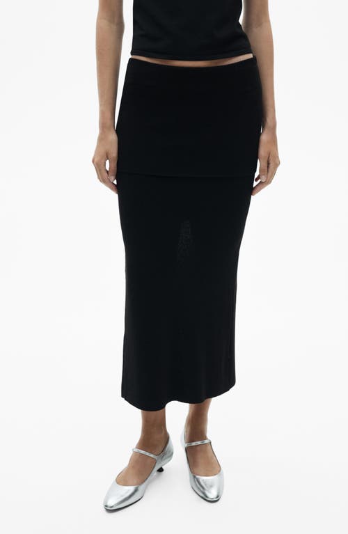 Mango Rib Midi Skirt In Black