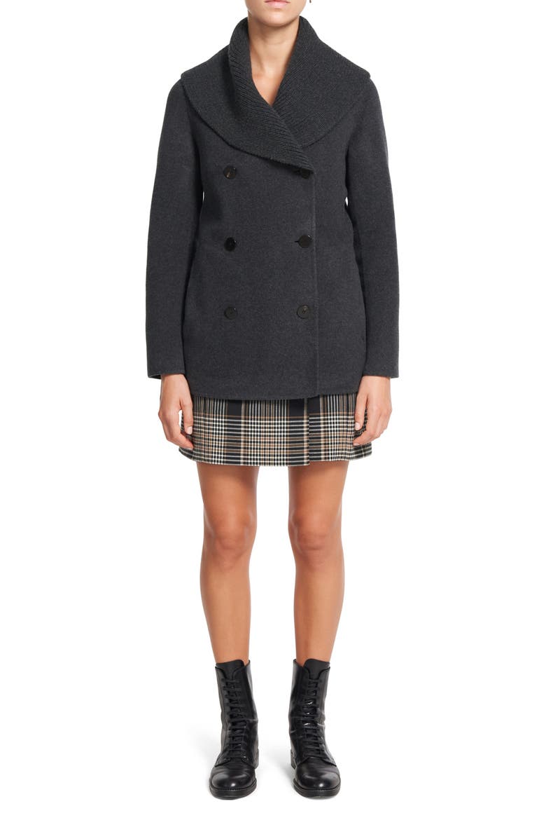 Shawl Collar Peacoat, Alternate, color, CHARCOAL MELANGE - A08