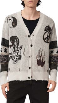 AllSaints Bram Distressed Cotton Cardigan