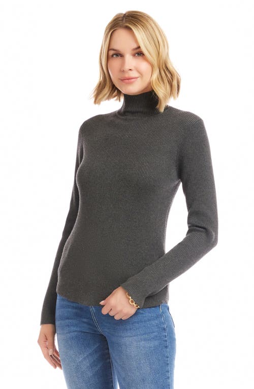 Karen Kane Rib Mock Neck Sweater In Gray