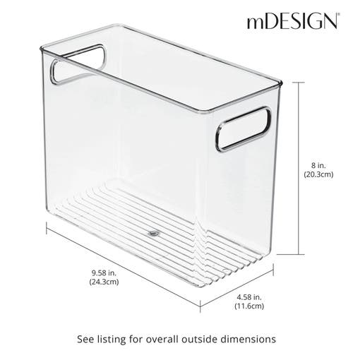 Mdesign Plastic Tall Food Storage Organization Container Bin With Handles In Transparent