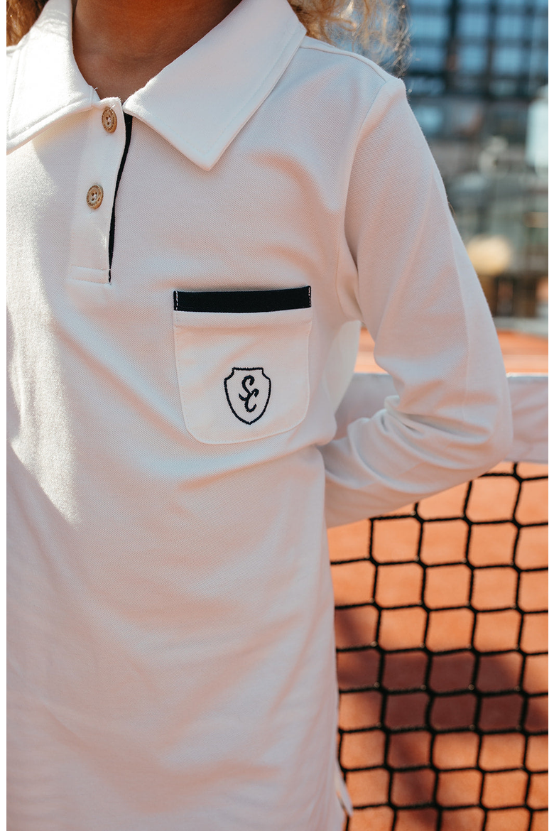 Addison Long Sleeve Polo Dress, Alternate, color, Off-White