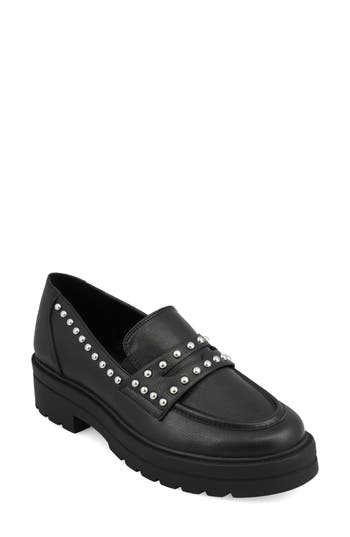 Mia Yoani Platform Stud Loafer In Black