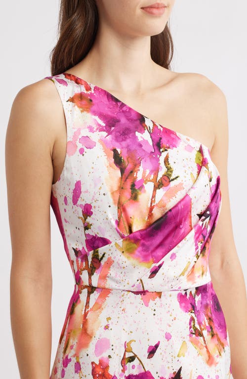 Black Halo Marietta Floral One-shoulder Gown In Floral Crush