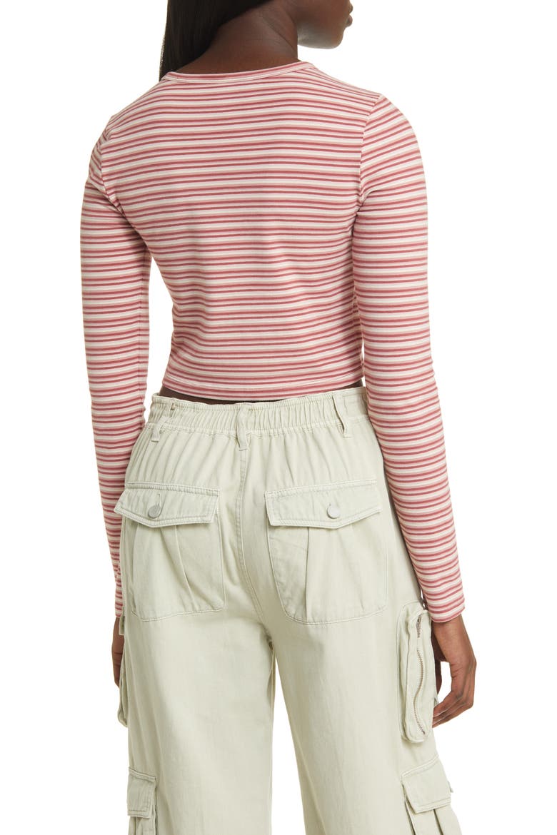 Crewneck Crop Top, Alternate, color, RED NOVA STRIPE