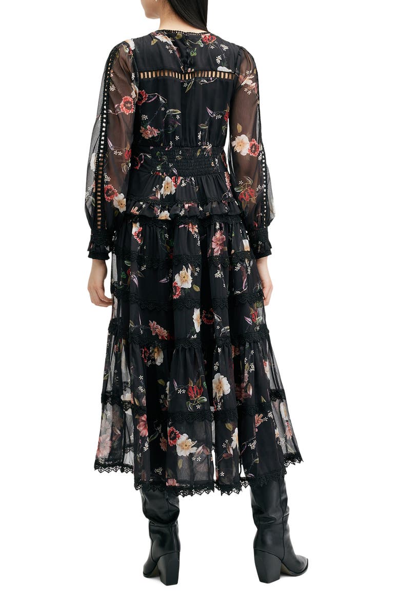 Zora Long Sleeve Tiered Dress, Alternate, color, UNITY BLACK