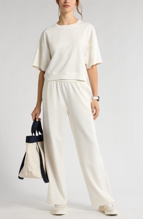 Zella Luxe Terry Wide Leg Pocket Pants In Ivory Egret