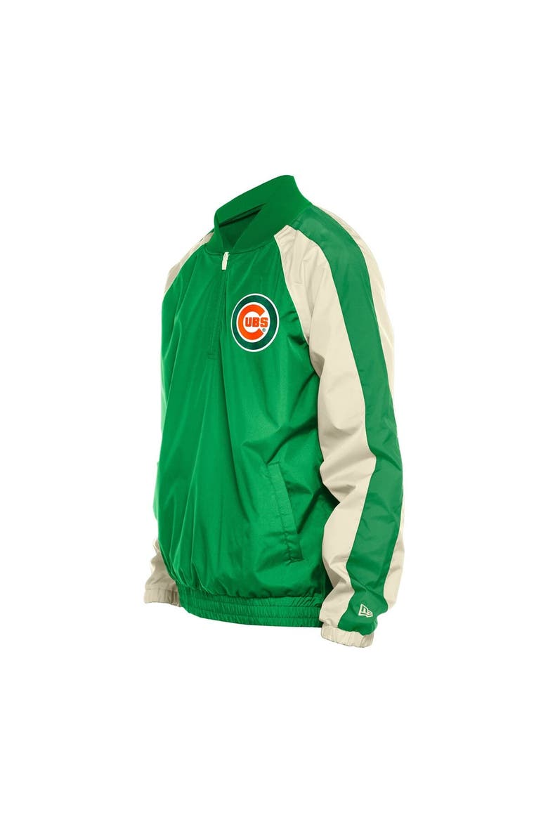 Men's New Era Kelly Green Chicago Cubs St. Patrick's Day Ripstop Raglan Quarter-Zip Windbreaker, Alternate, color, Kelly Green