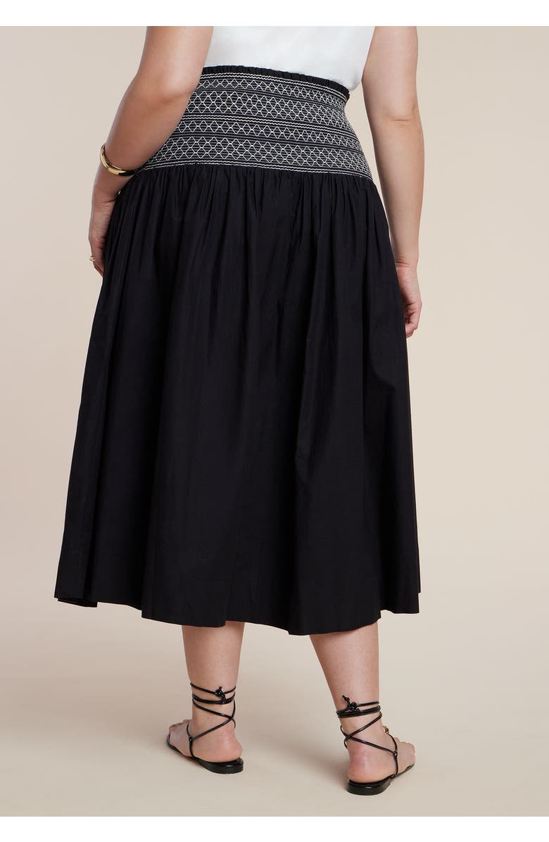 ELOQUII Smocked Flare Maxi Skirt, Alternate, color, Black Onyx