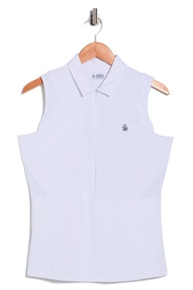 Sleeveless Zip Polo, Alternate, color, BRIGHT WHITE