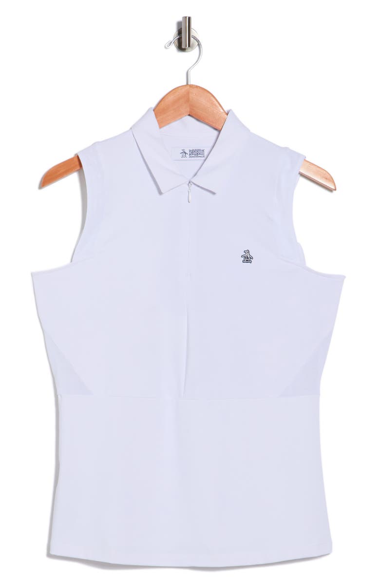 ORIGINAL PENGUIN GOLF Sleeveless Zip Polo, Main, color, Bright White