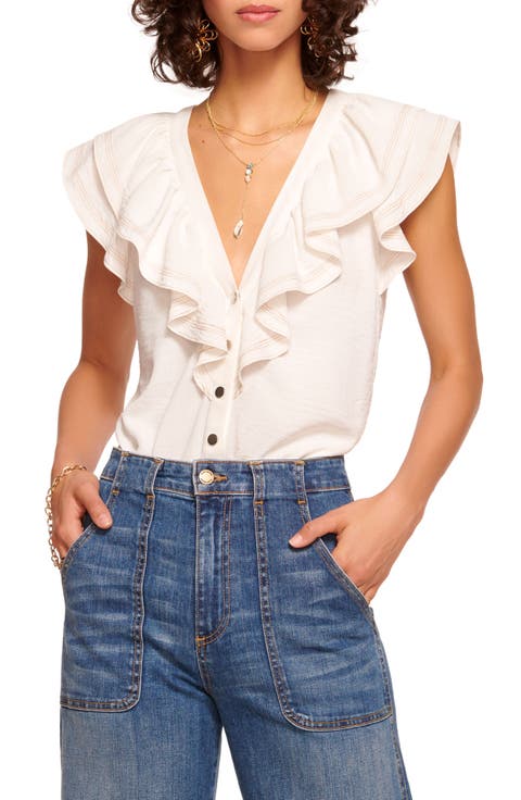 Lettie Ruffle Detail Button-Up Shirt