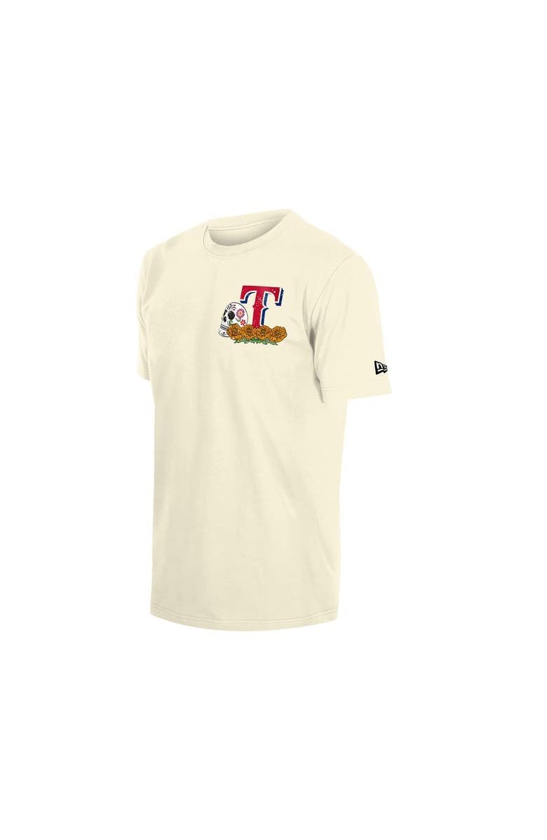 New Era Men's New Era Natural Texas Rangers Dia de los Muertos Sugar Skull T-Shirt, Alternate, color, Natural
